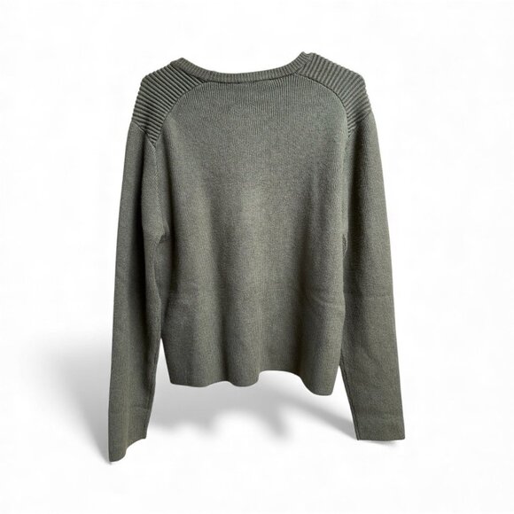 Mango MNG Green Button Shoulder Ribbed Knit Sweater Women’s XL NWT - Picture 3 of 6